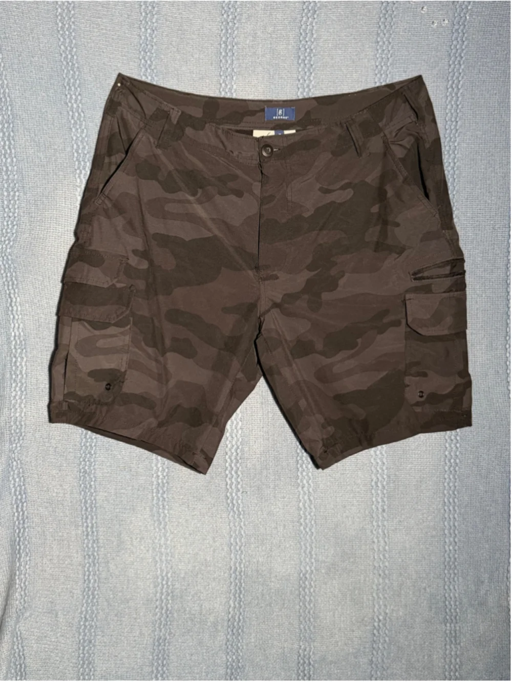Men's George Cargo Shorts Size 38 Black Grey Camo